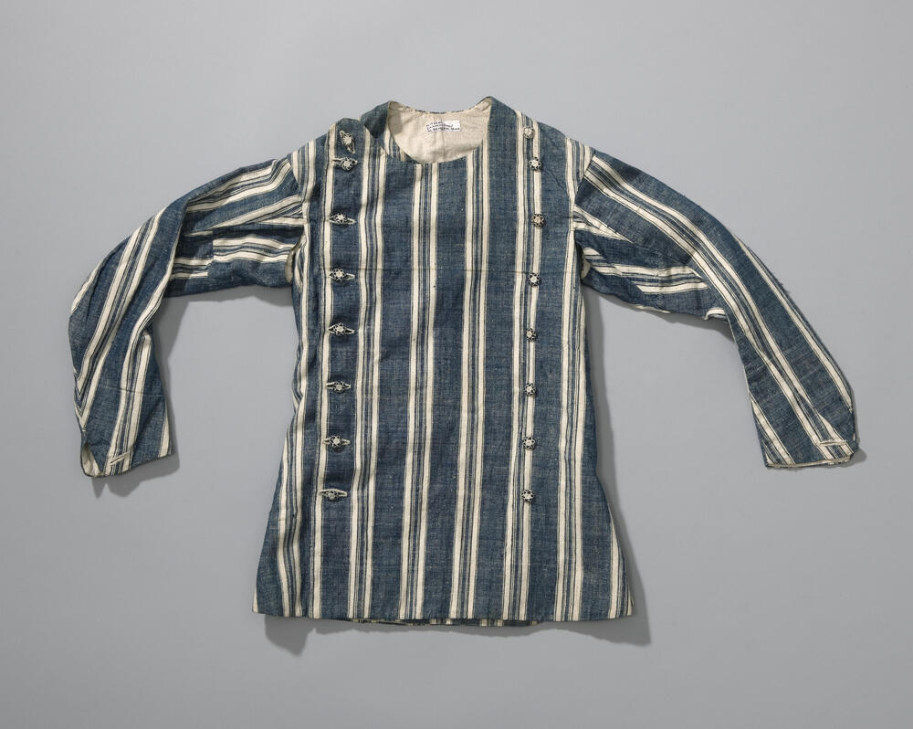 Gestreepte hemdrok voor een man, Zaanstreek, vermoedelijk 1800–1900