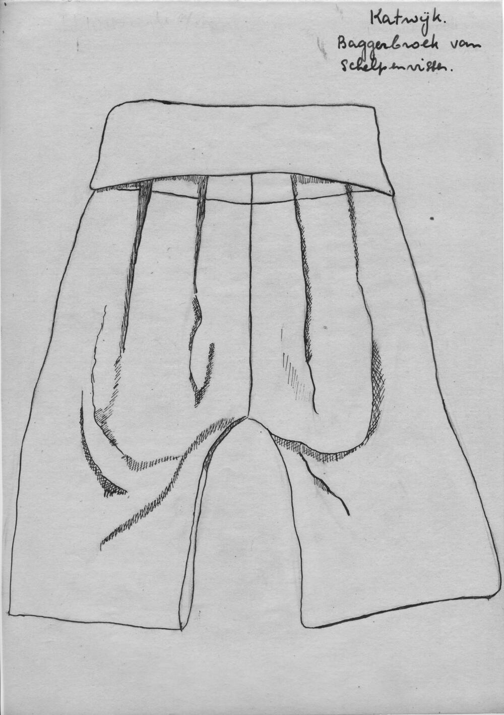Tekening van een baggerbroek, Katwijk