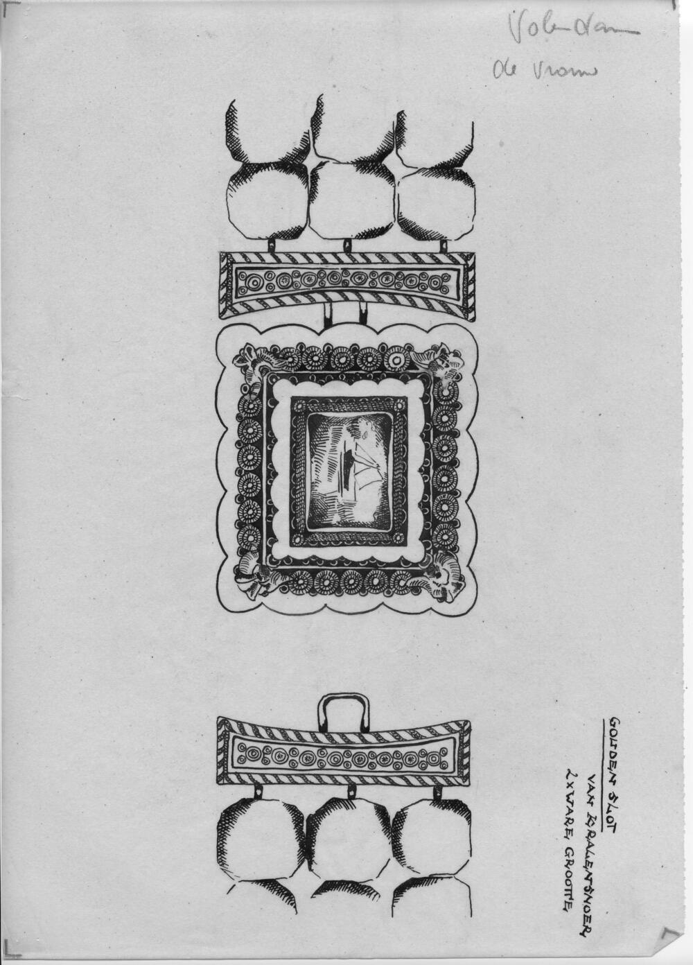 Tekening van een gouden slot, Volendam