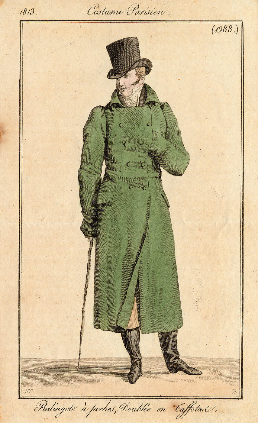Costume Parisien, nr. 1288: Redingote à poches, Doublée en Taffetas