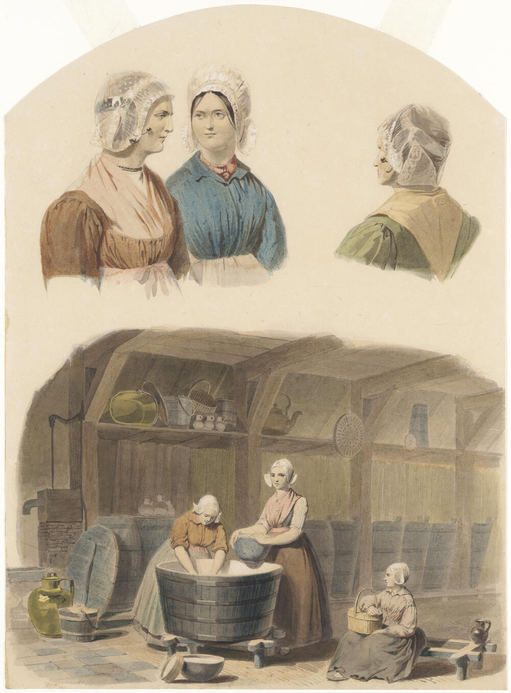 Utrechtse vrouwen en een kaasmakerij op de deel
