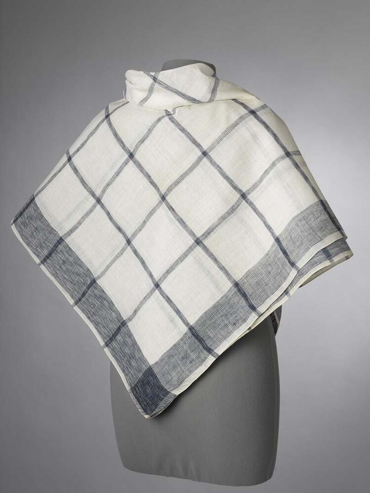 Vierkante katoen batisten doek met ingeweven blauwe ruit in platbinding