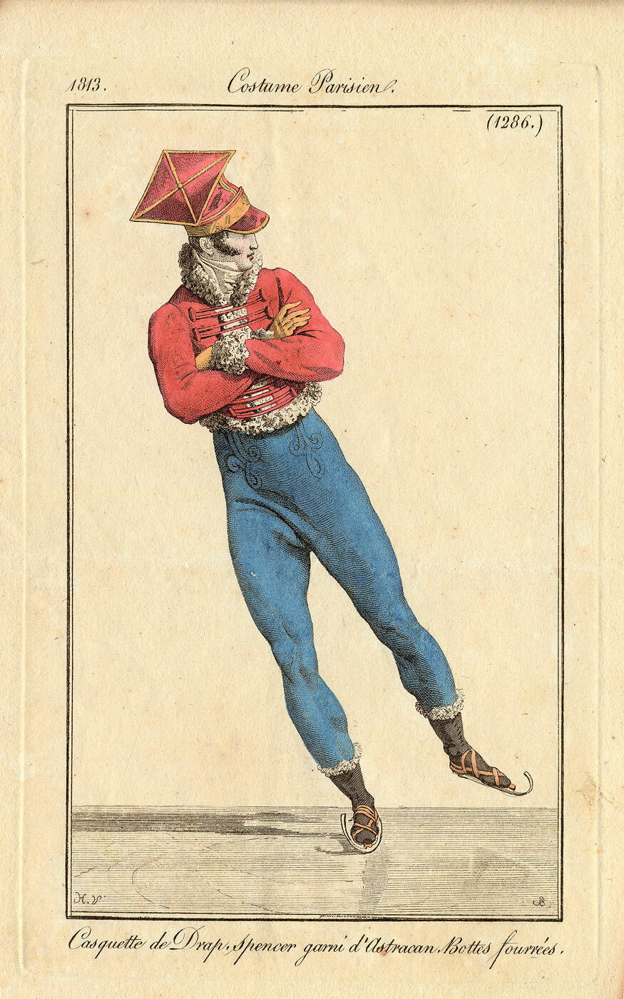 Costume Parisien, nr. 1286: Casquette de Drap. Spencer garni d'Astracan. Bottes fourrées