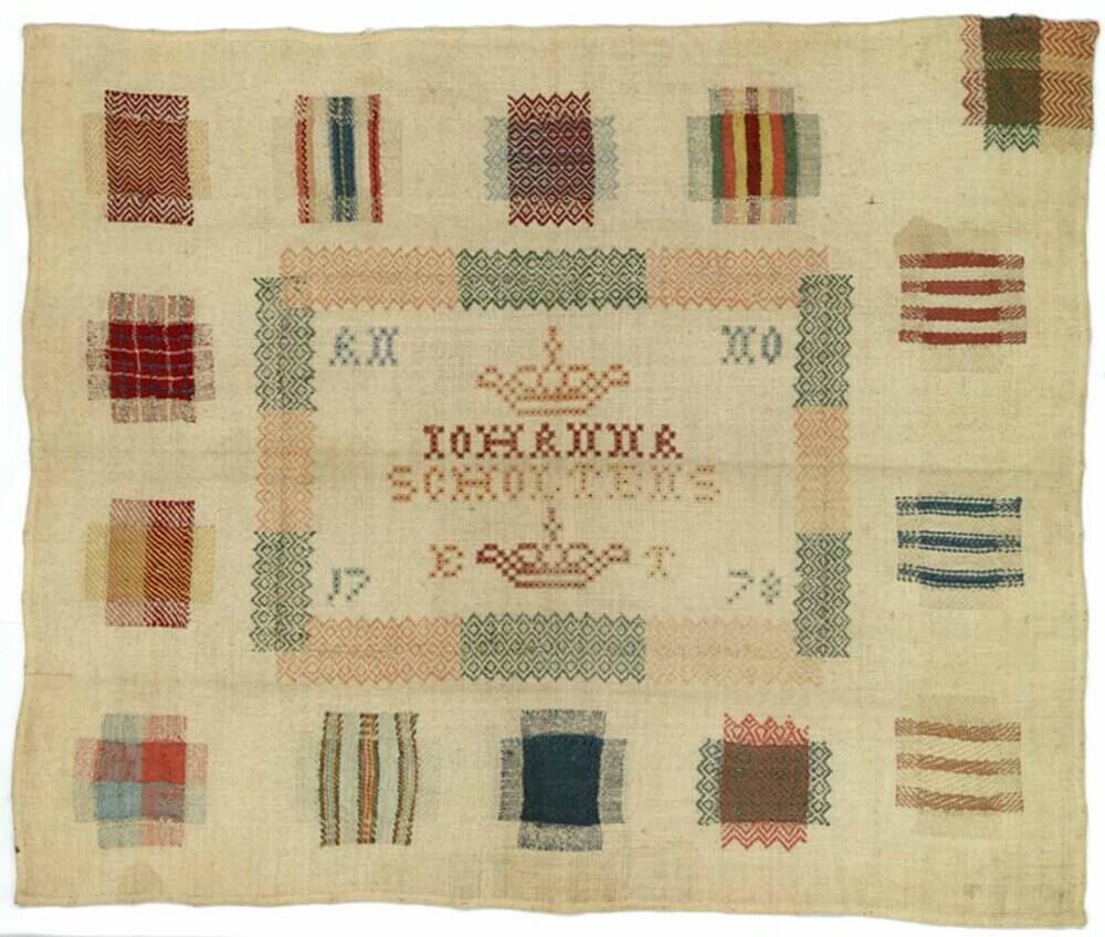 Stoplap met rechthoekig kader, gemerkt Johanna Scholtens anno 1778
