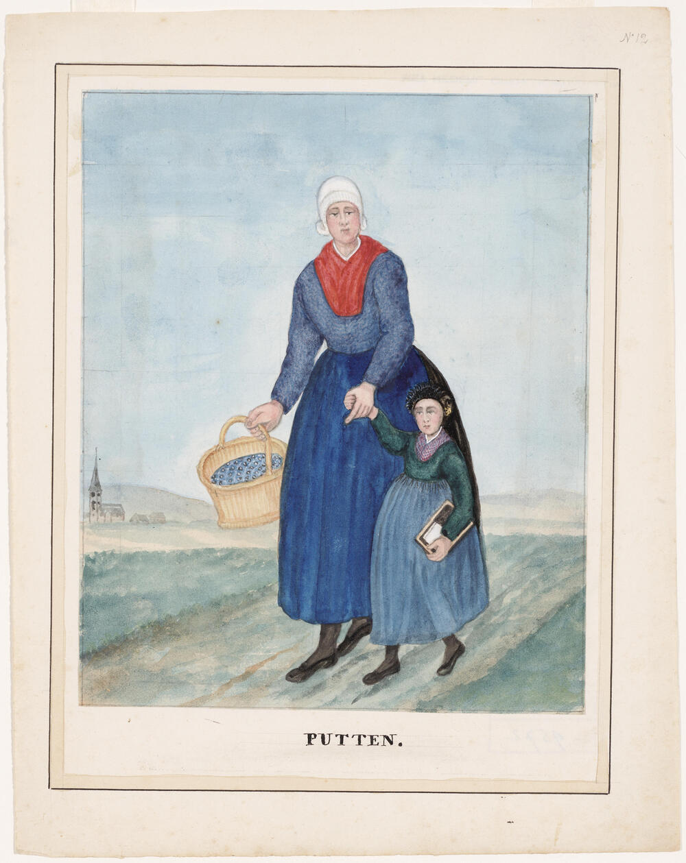 Vrouw met een meisje in de dracht van Putten