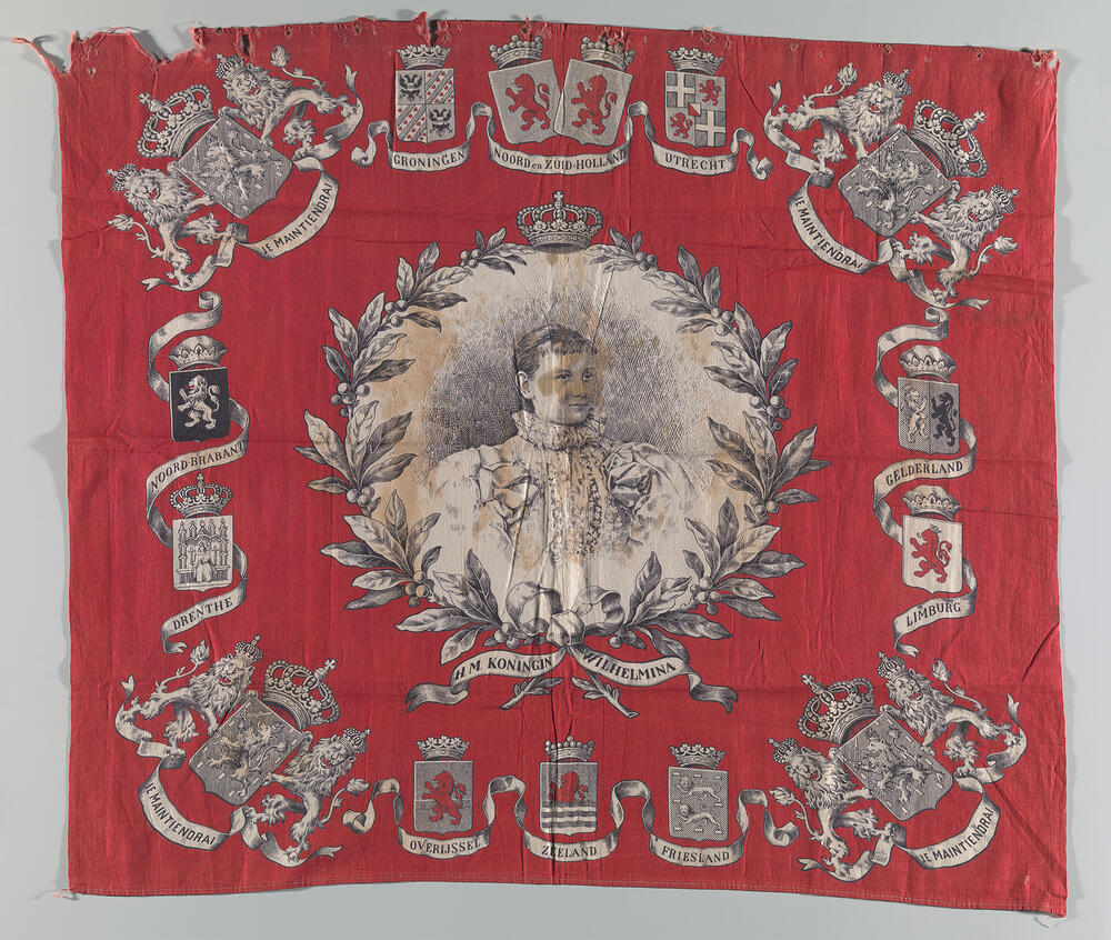 Doek troonsbestijging van koningin Wilhelmina