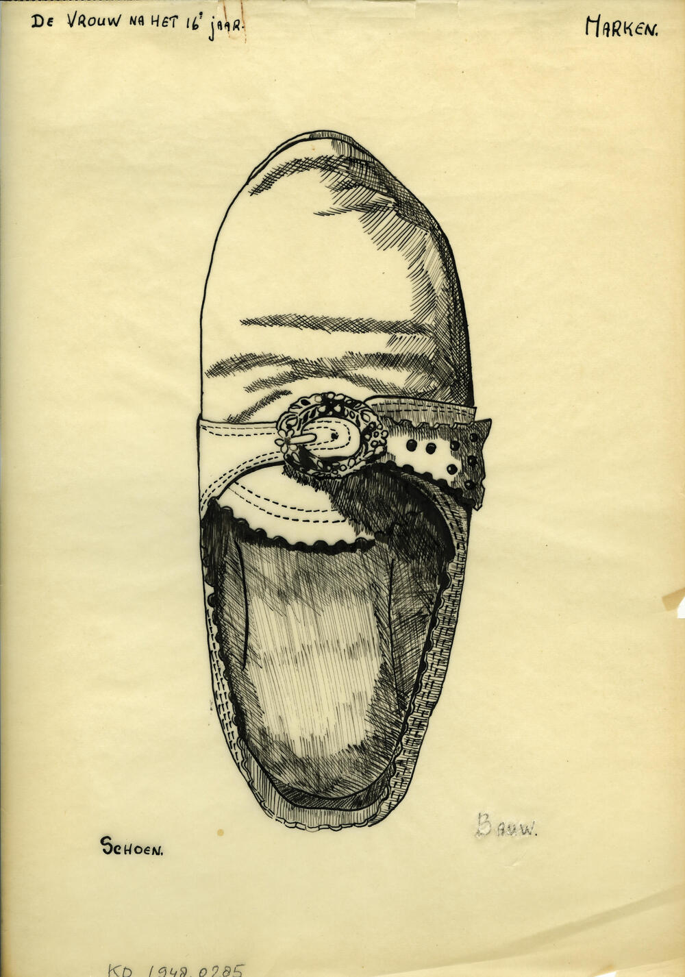 Tekening van een schoen, Marken
