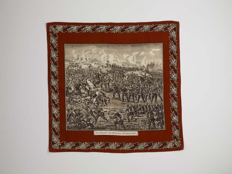 Bedrukte katoenen gedenkdoek met de Slag van Sedan 1870