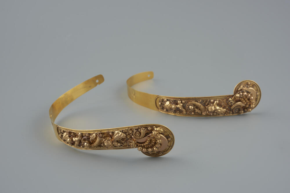 Paar gouden zijnaalden, Zuid-Holland, 1867