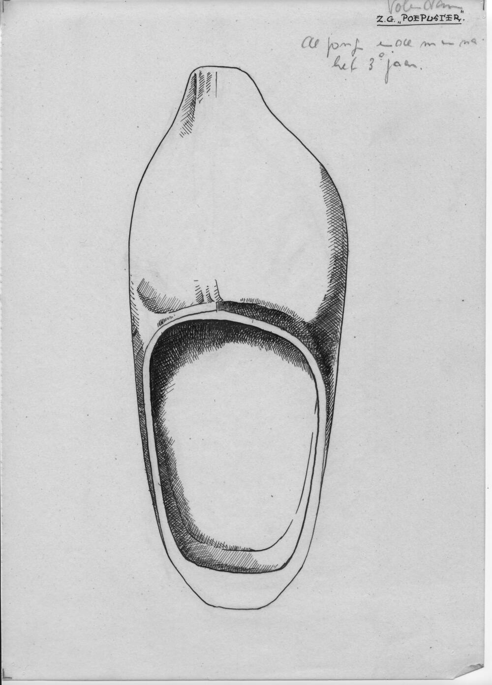 Tekening van een 'poepuster', Volendam
