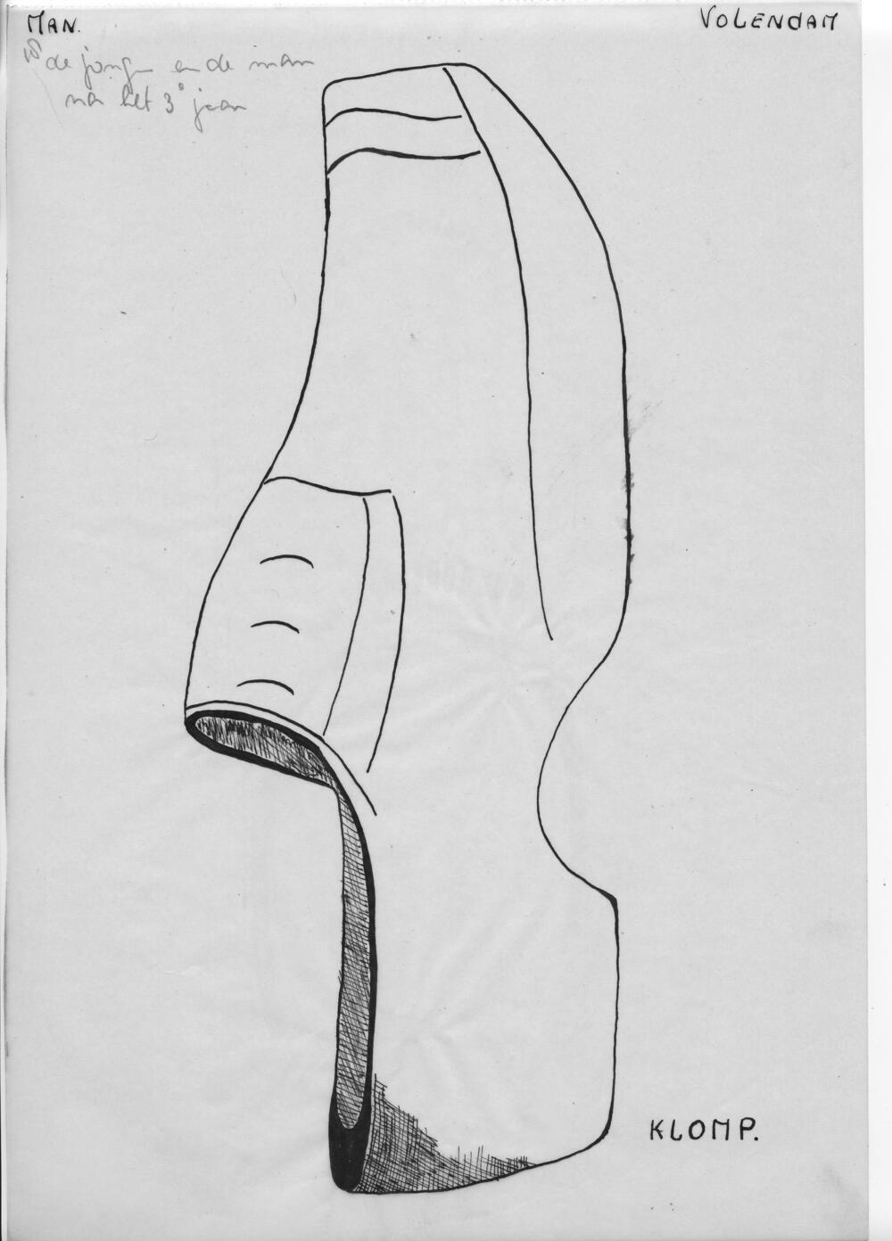 Tekening van een mannenklomp, Volendam