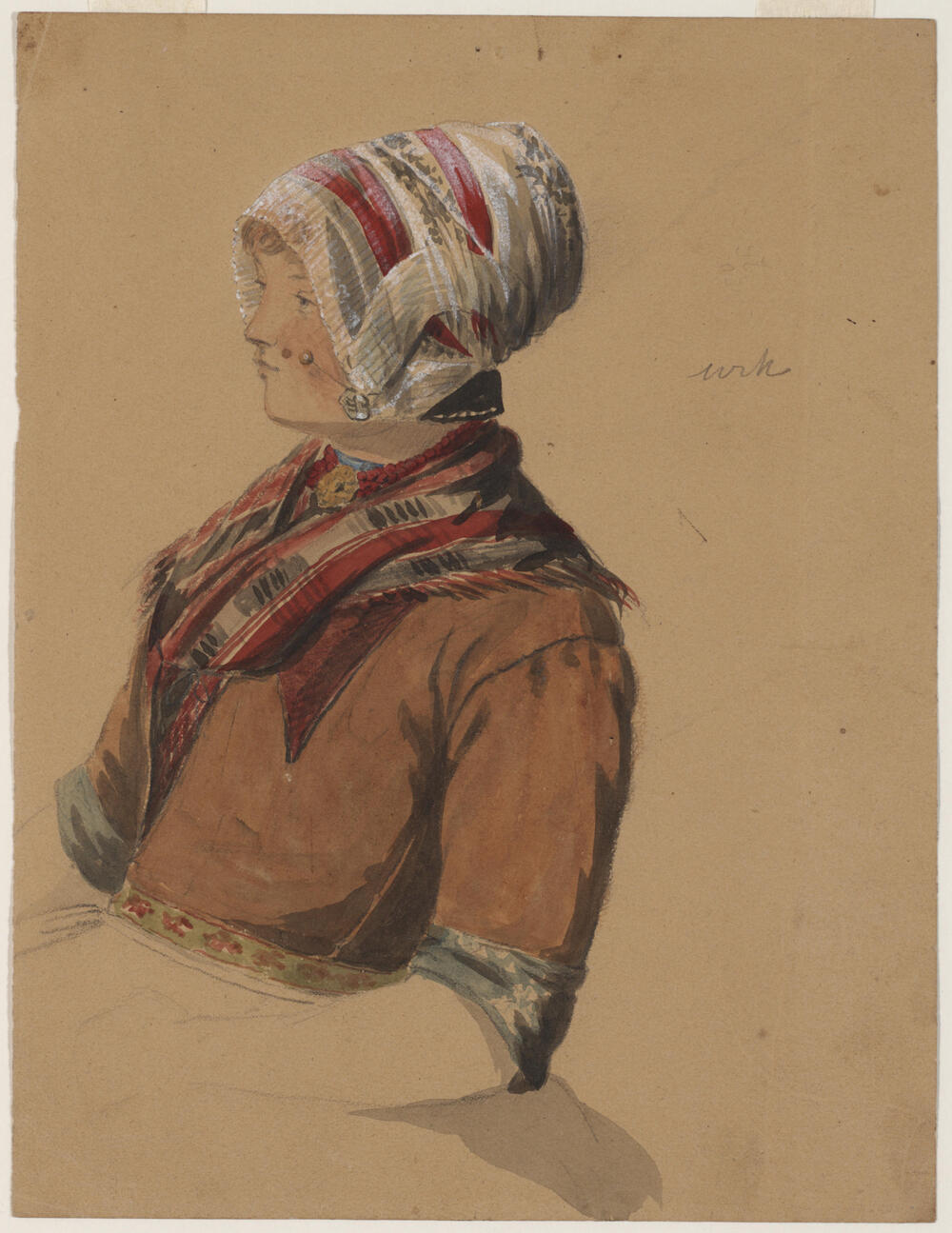 Vrouw in winterkleding van Urk