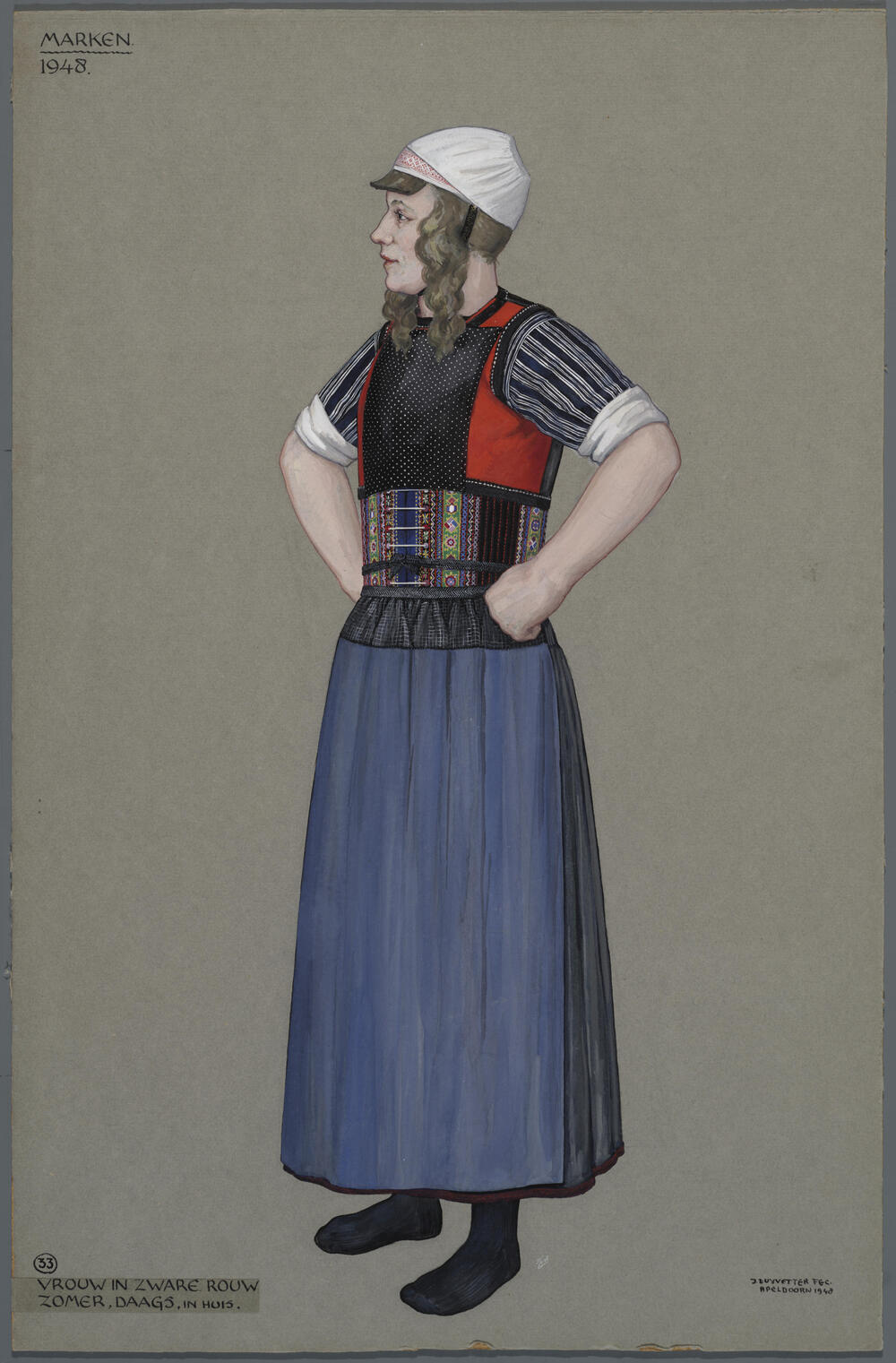 Vrouw in rouwdracht, Marken 1948