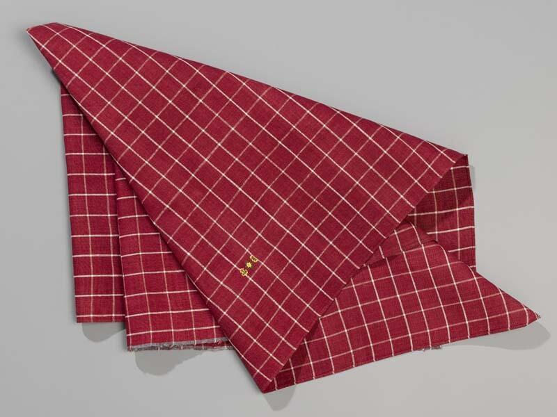 Hindelooper sondook met ingeweven ruit in rood en wit van het staal  staal 'Vlielander rae' en…