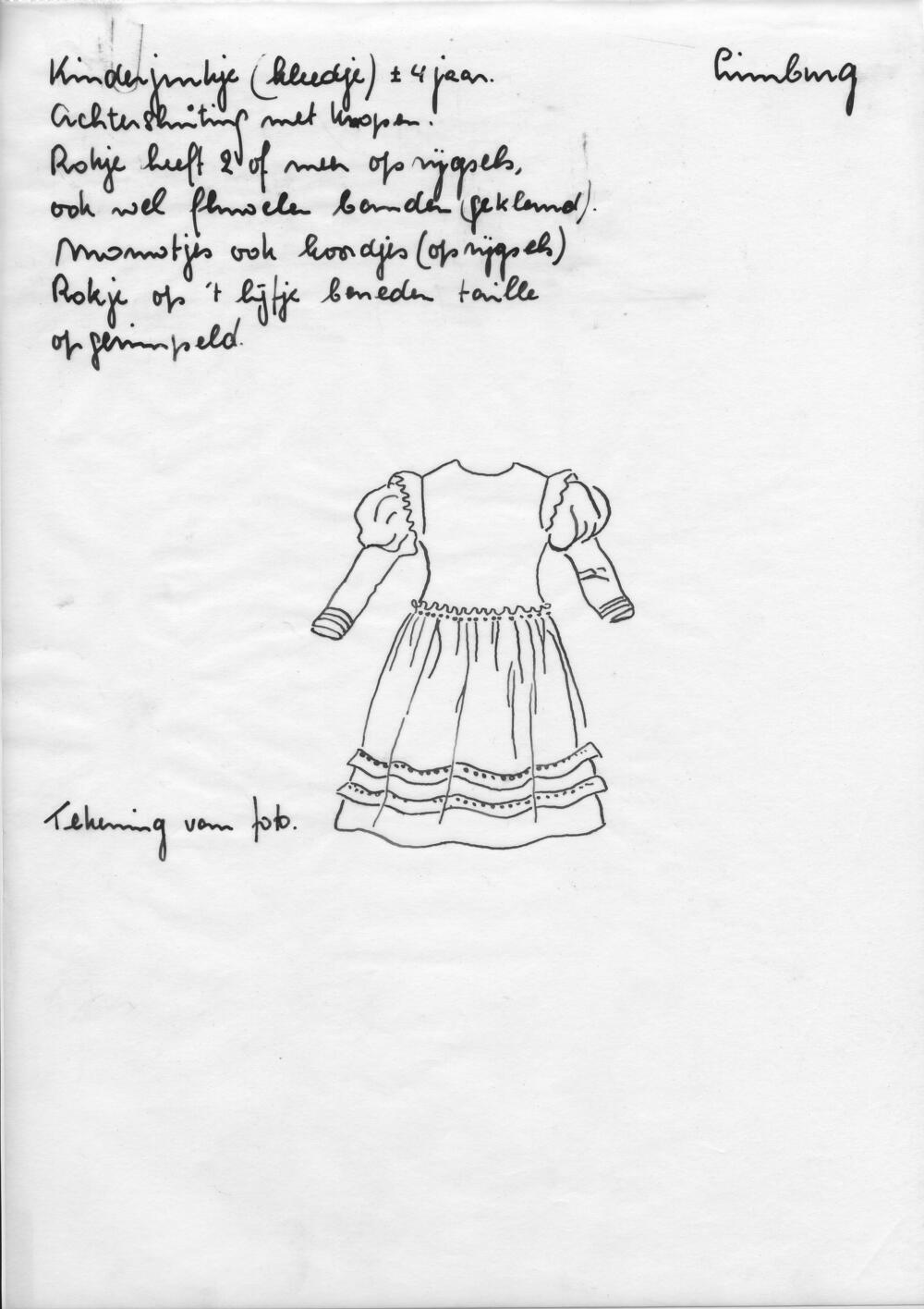 Tekening van een kinderjurk, Limburg