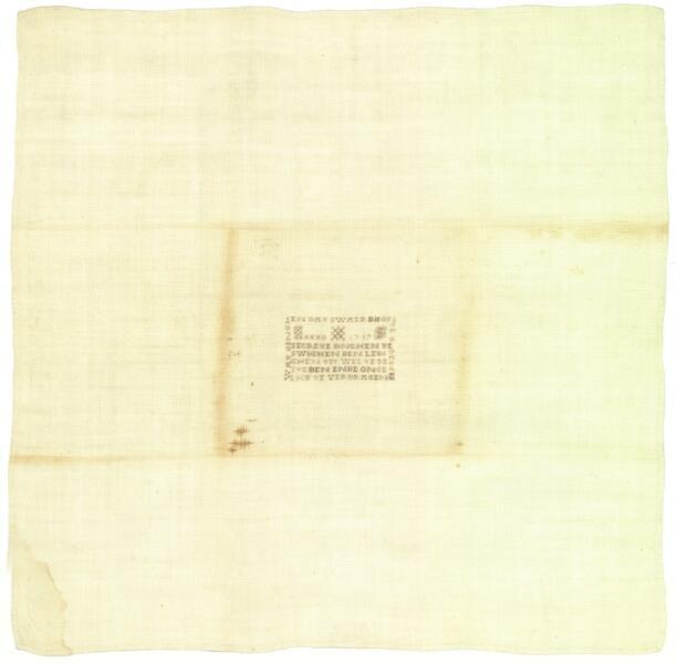 Zakdoek met tekst, gemerkt I.S. 1717