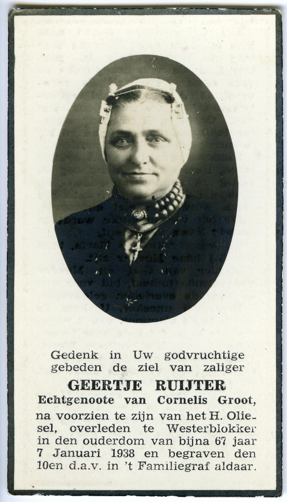 Bidprentje van Geertje Ruijter, 1938