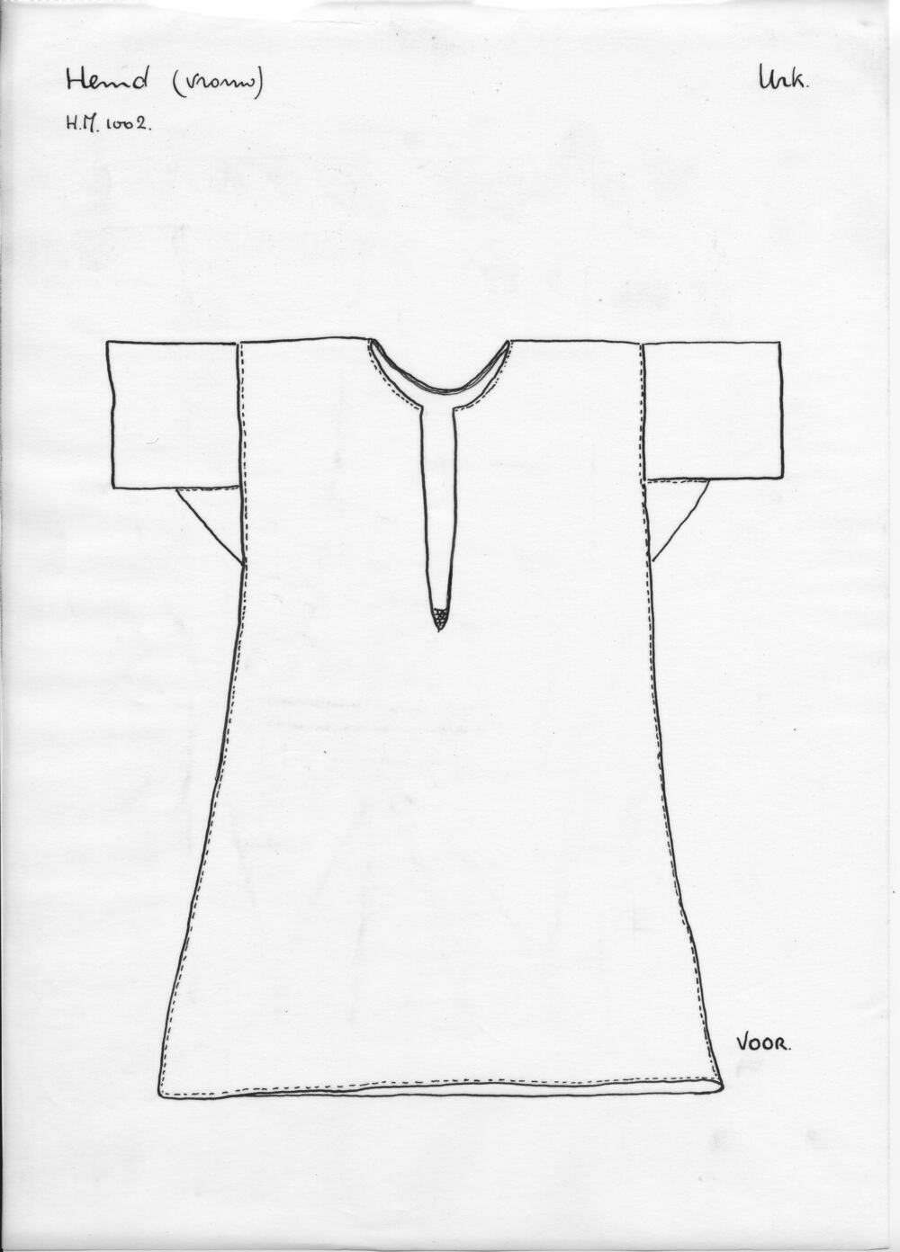 Tekening van een vrouwenhemd, Urk