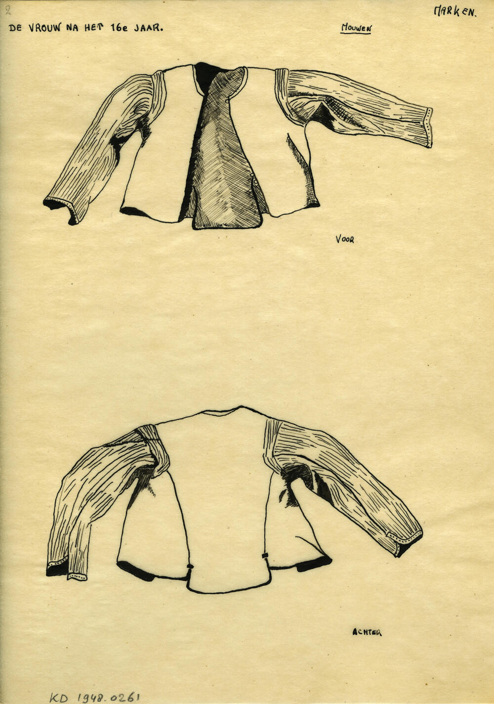 Tekening van 'mouwen', Marken