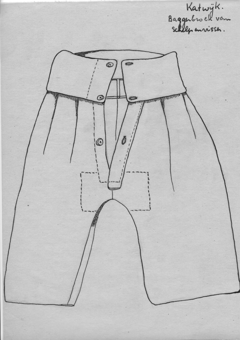 Tekening van een baggerbroek, Katwijk