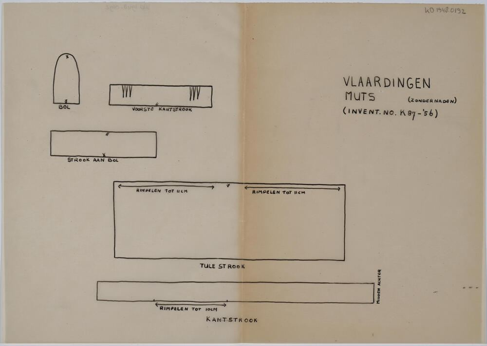 Patroontekening muts, vrouw Vlaardingen