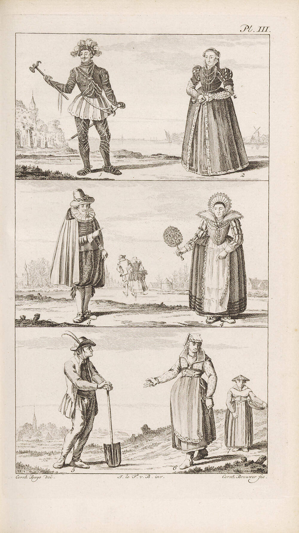 De kleding van Holland, Plaat III, de zestiende en zeventiende eeuw