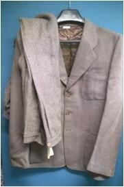Jasje behorend bij jongenskostuum, lang mauve tweed colbert