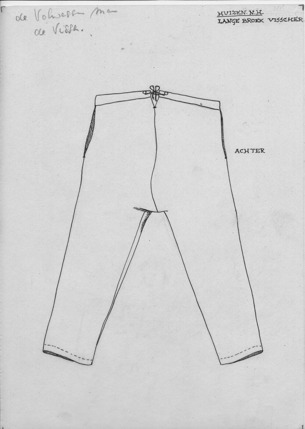 Tekening van een lange broek, Huizen