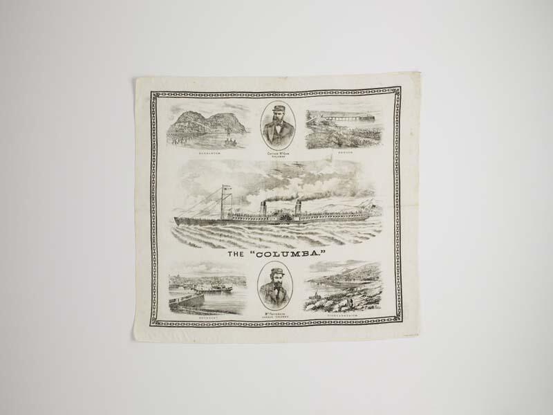 Gedenkdoek van bedrukte katoen van de eerste stalen raderboot 'THE COLUMBA'