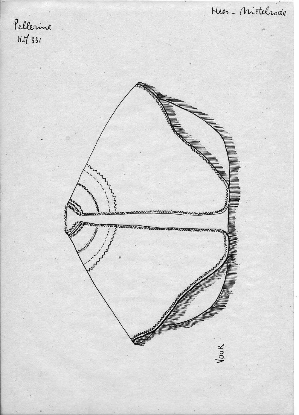 Tekening van voorzijde pelerine, Heesch en Nistelrode