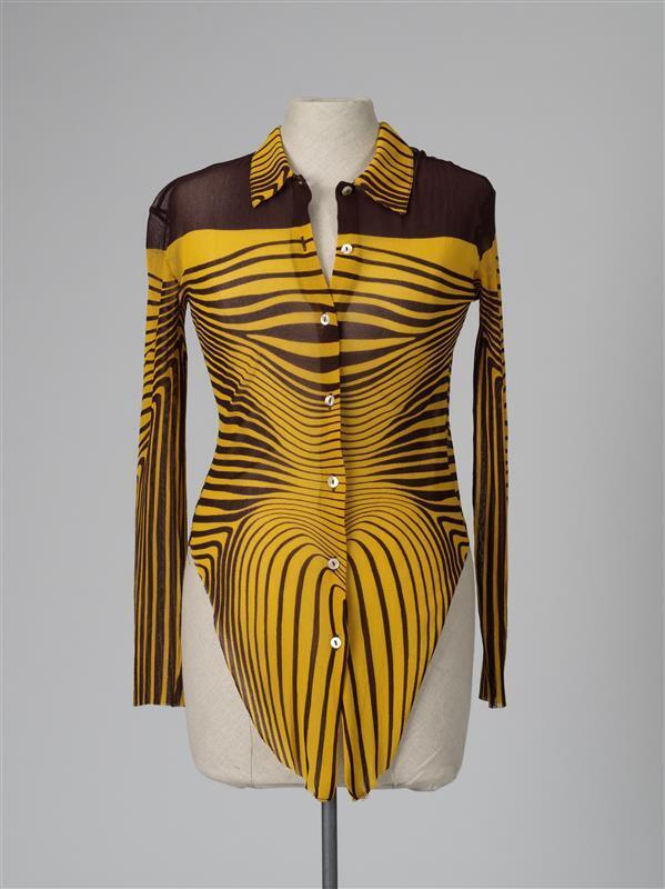 Blouse met bruine en gele strepen
