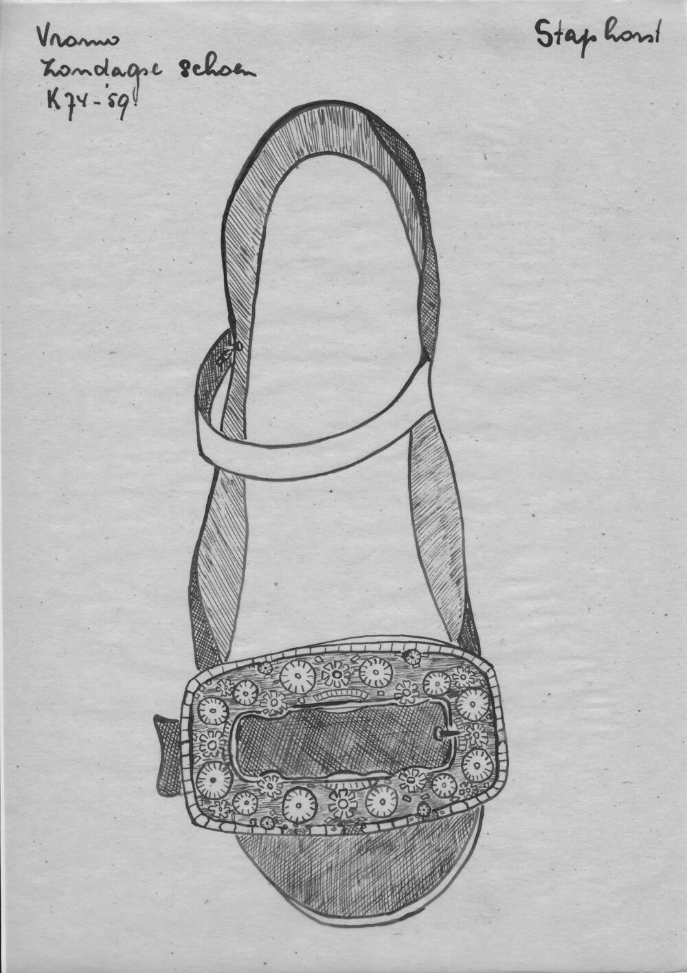 Tekening van een zondagse schoen, Staphorst