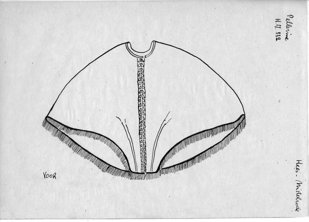 Tekening van voorzijde pelerine, Heesch en Nistelrode