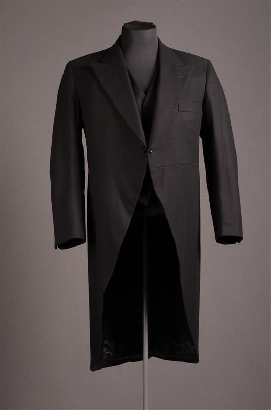 Driedelig herenensemble bestaande uit jasje, vest en pantalon (jacquet)
