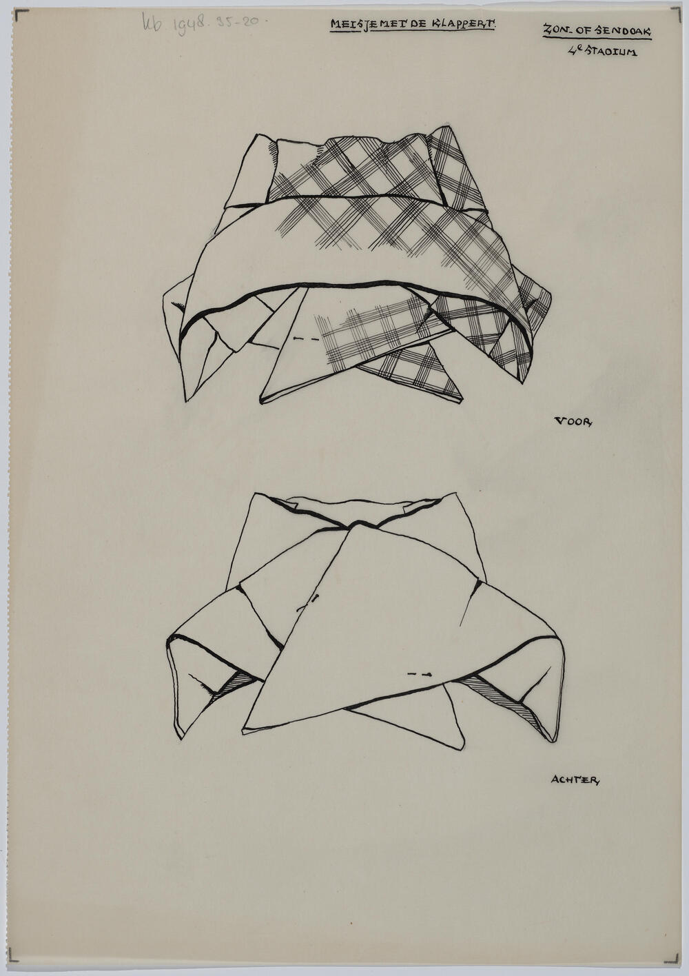 Vouwwijze zondoek bij de klappert, meisje Hindeloopen