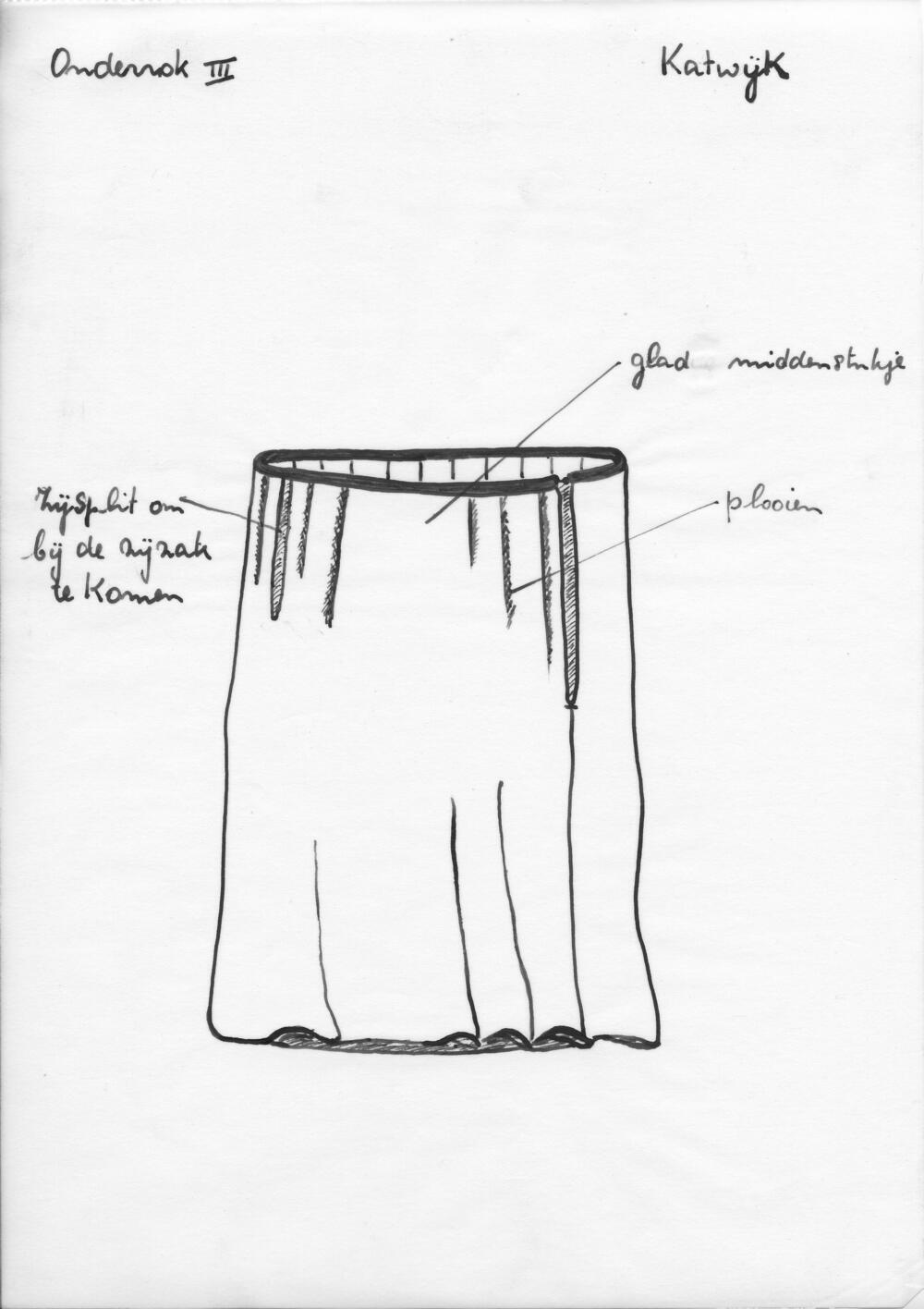 Tekening van een onderrok, Katwijk