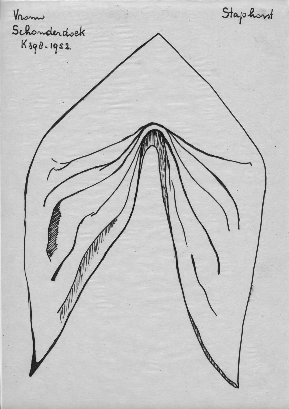 Tekening van een schouderdoek, Staphorst