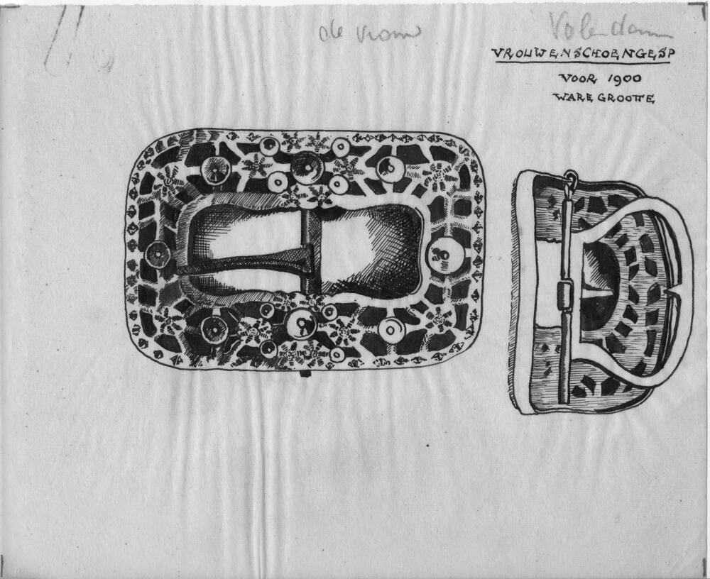 Tekening van een schoengesp, Volendam