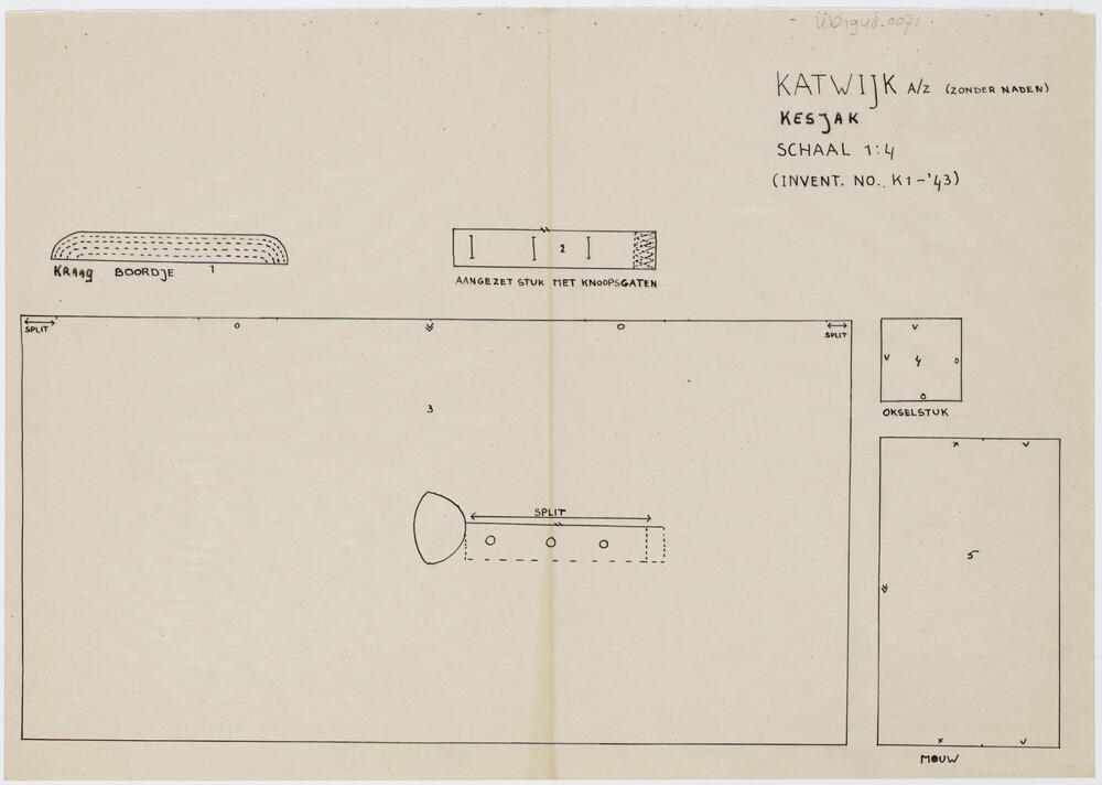 Patroontekening kesjak, man Katwijk