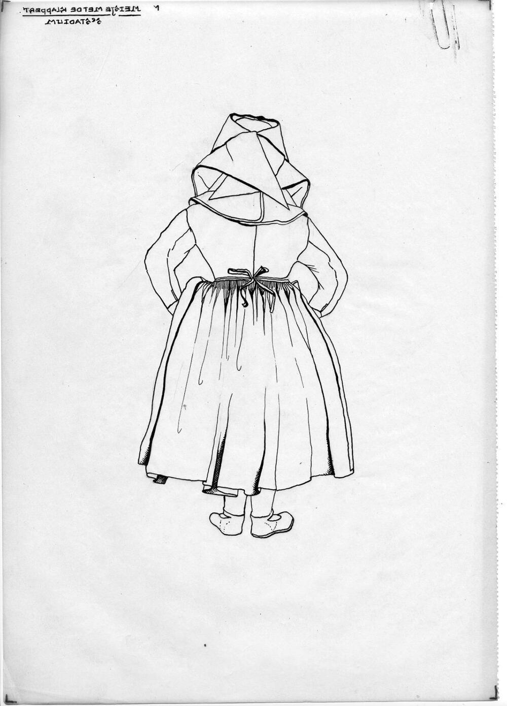 Tekening van het meisje met de 'klappert', Hindeloopen