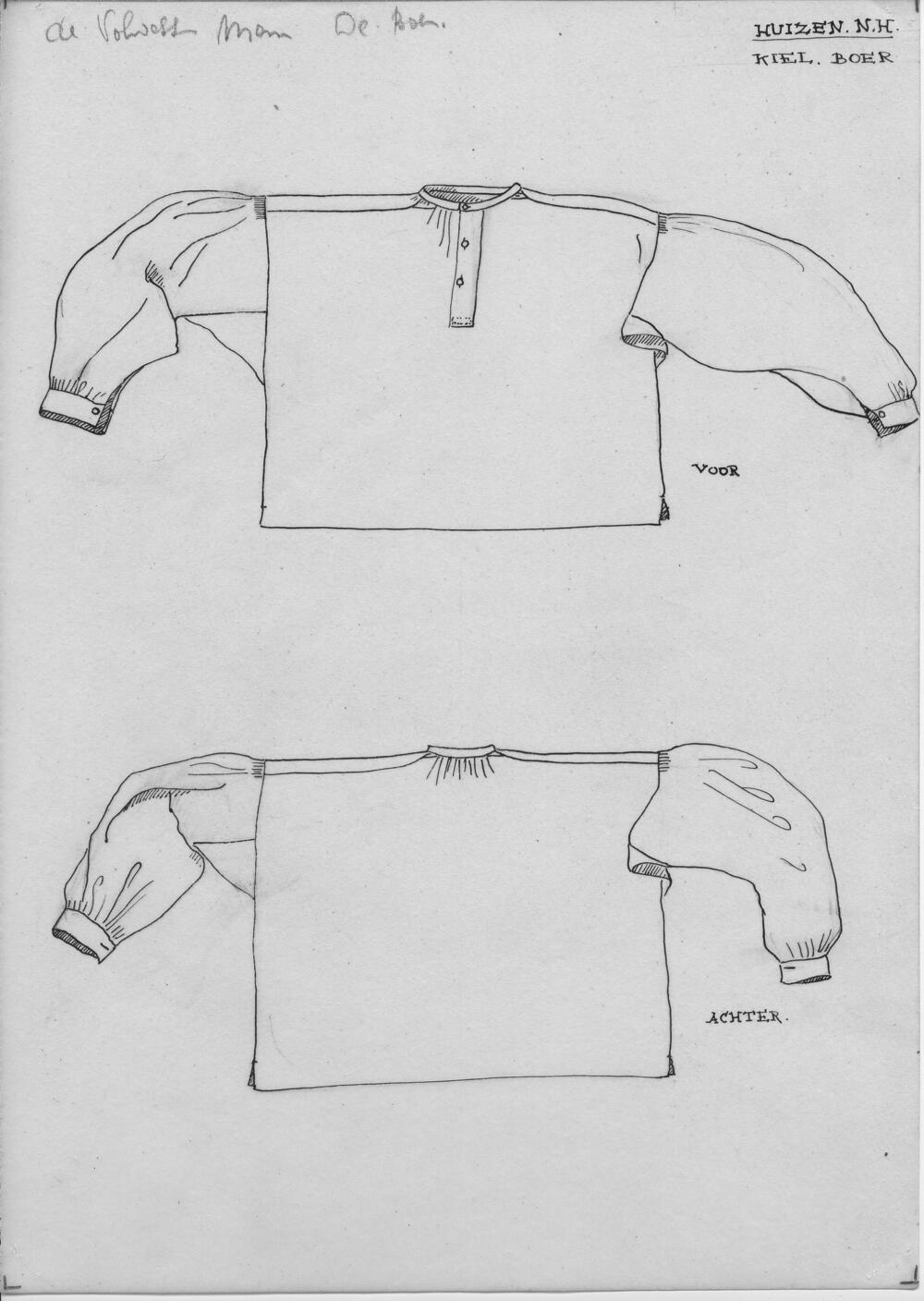 Tekening van een boerenkiel, Huizen