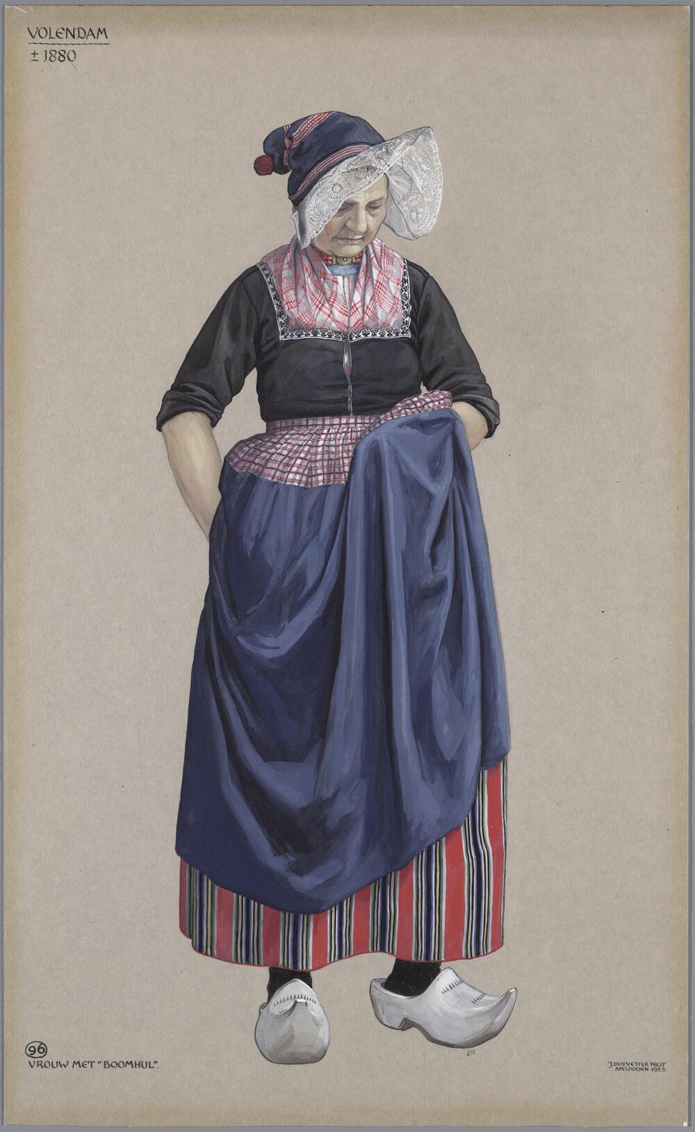 Vrouw in Volendammer dracht circa 1880