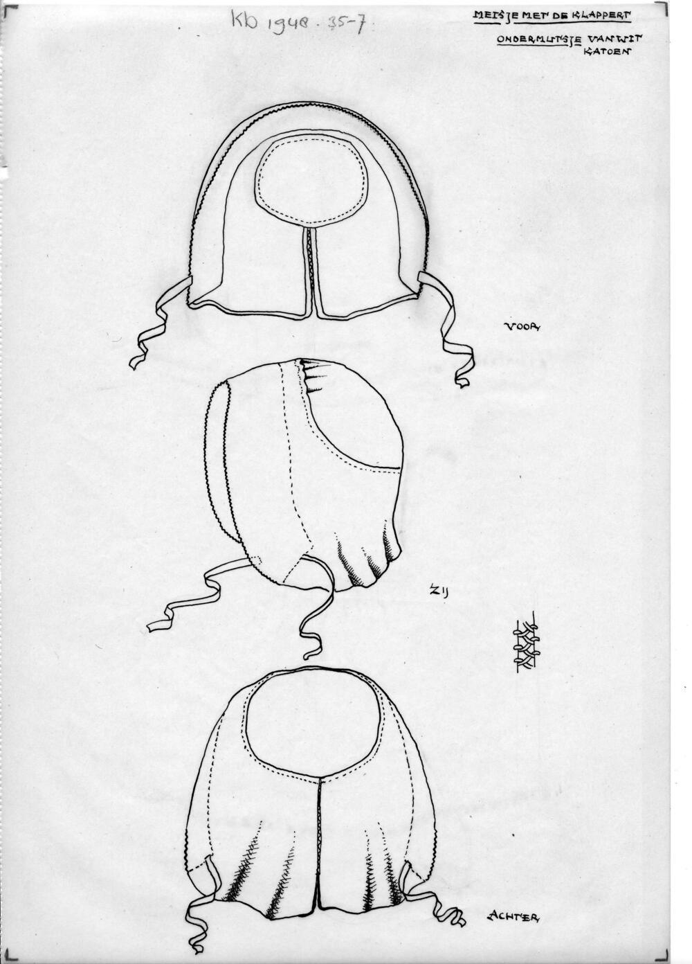 Tekening van ondermutsje, Hindeloopen