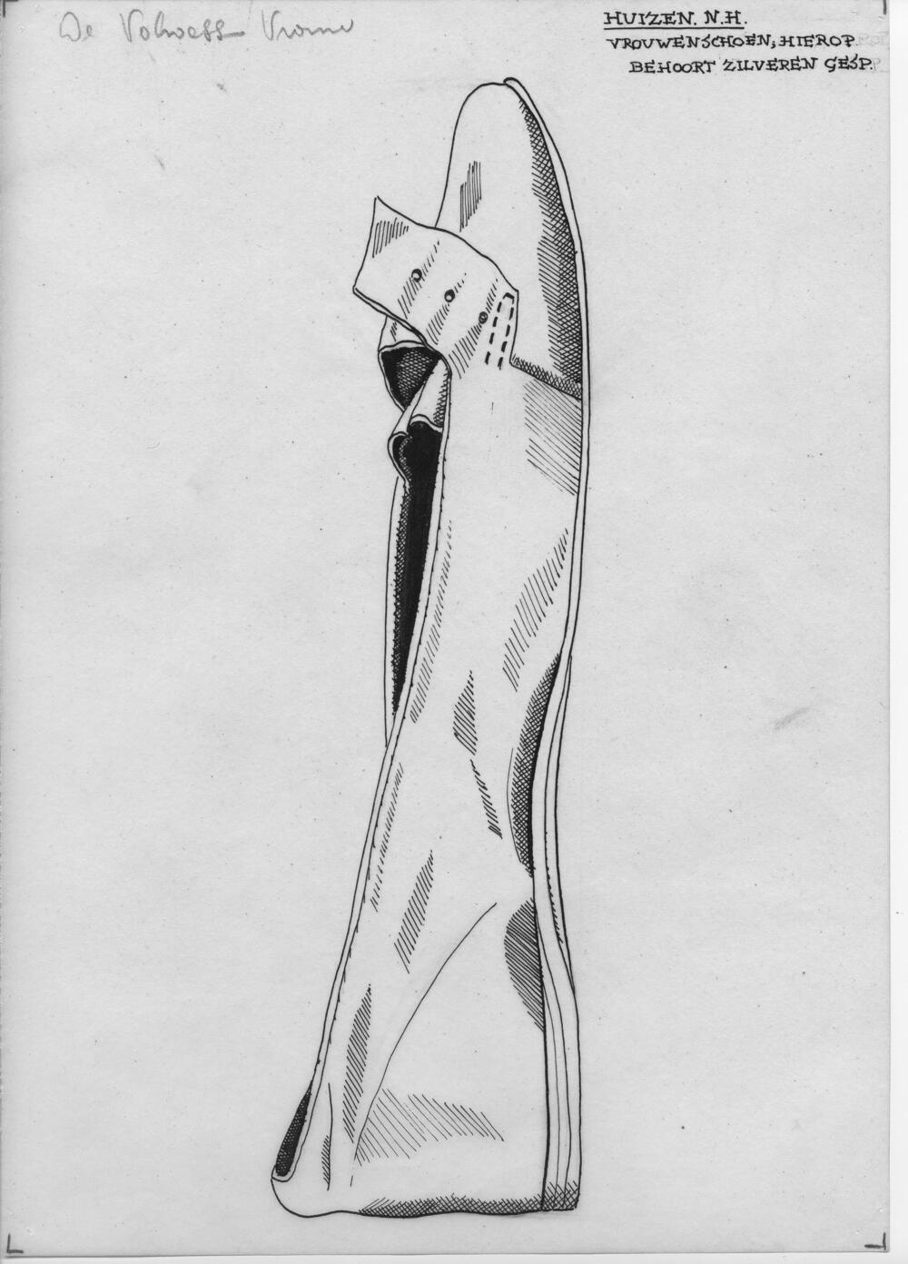 Tekening van een vrouwenschoen, Huizen