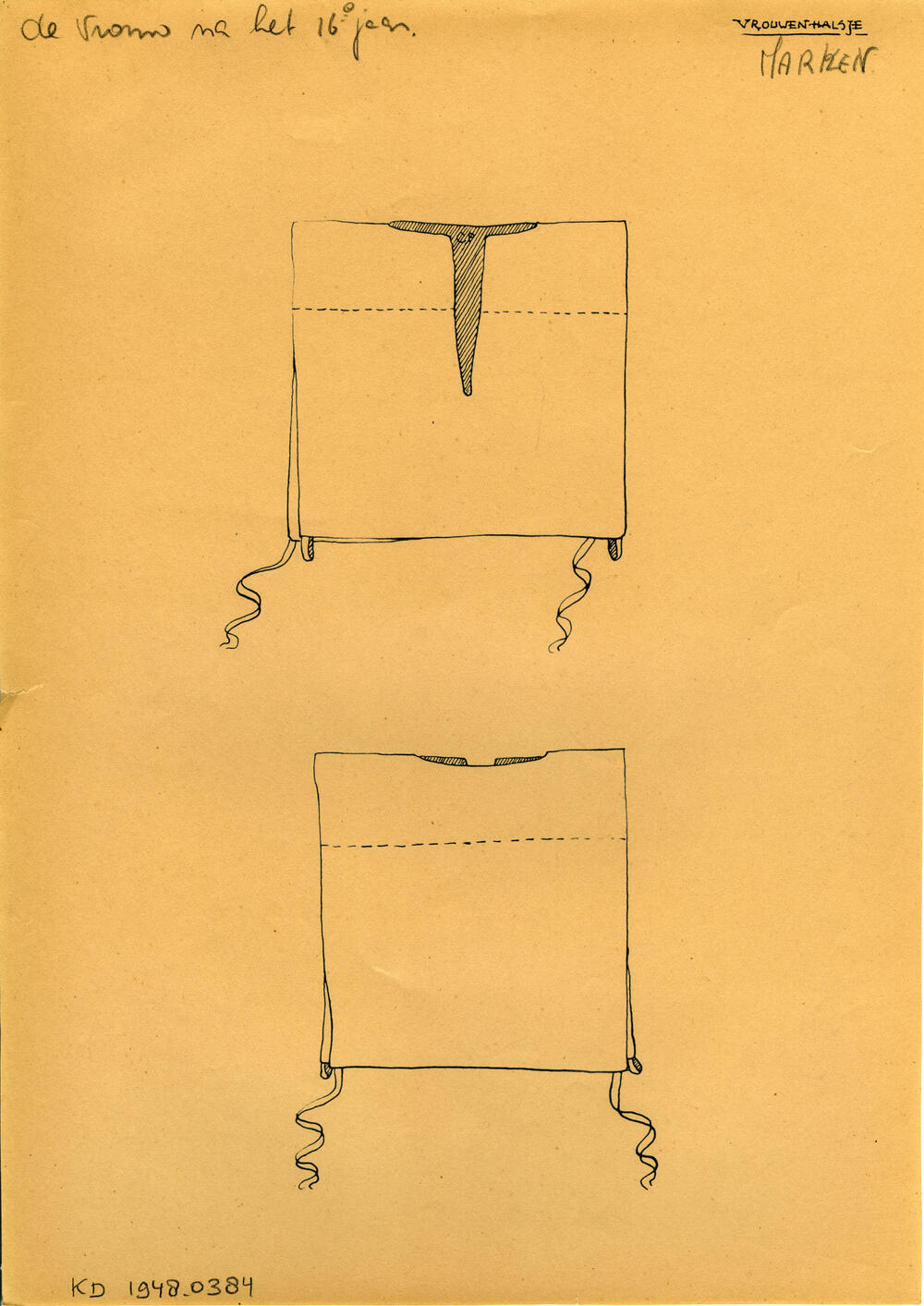 Tekening van een vrouwenhalsje, Marken