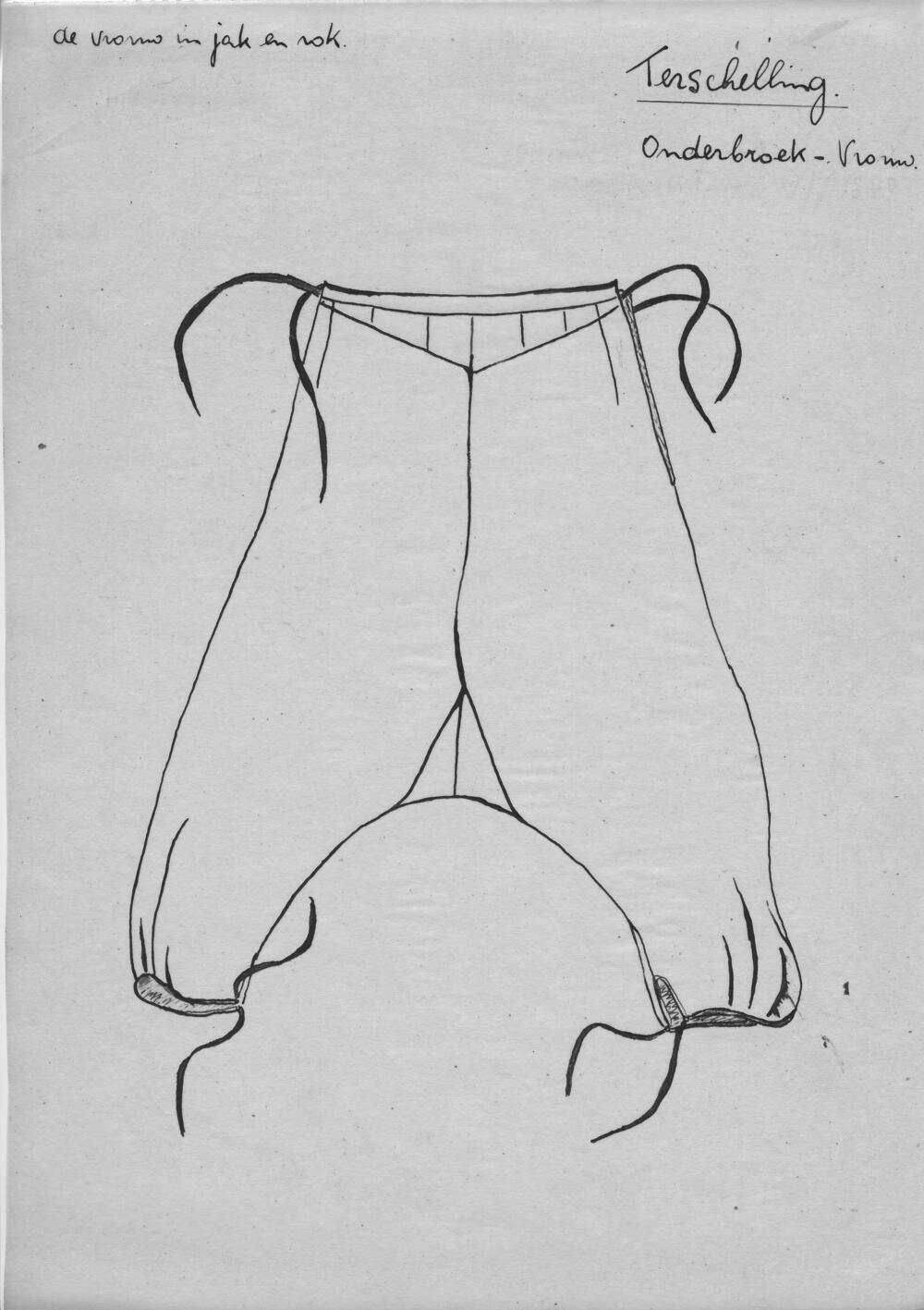 Tekening van een onderbroek, Terschelling