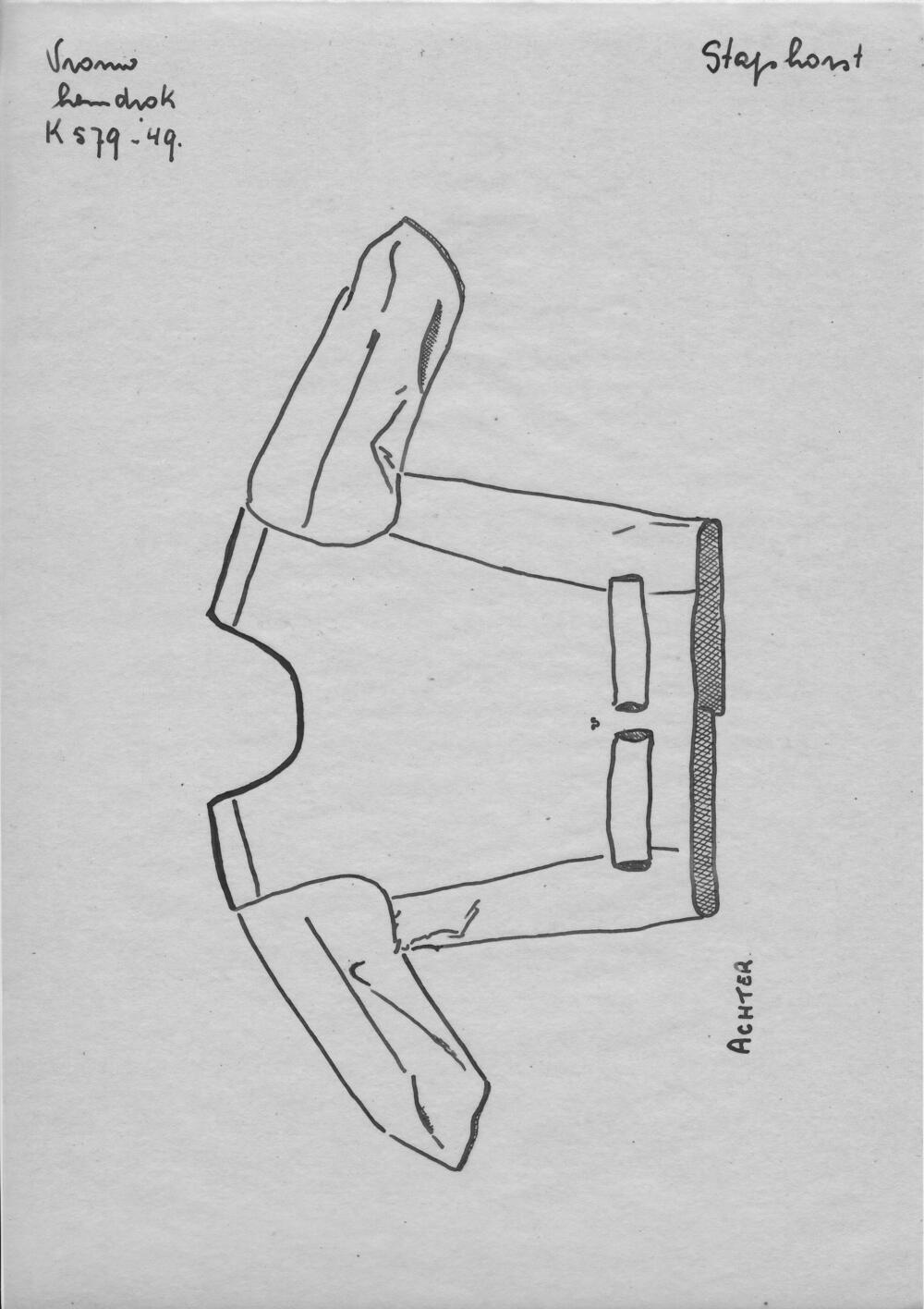 Tekening van een hemdrok, Staphorst