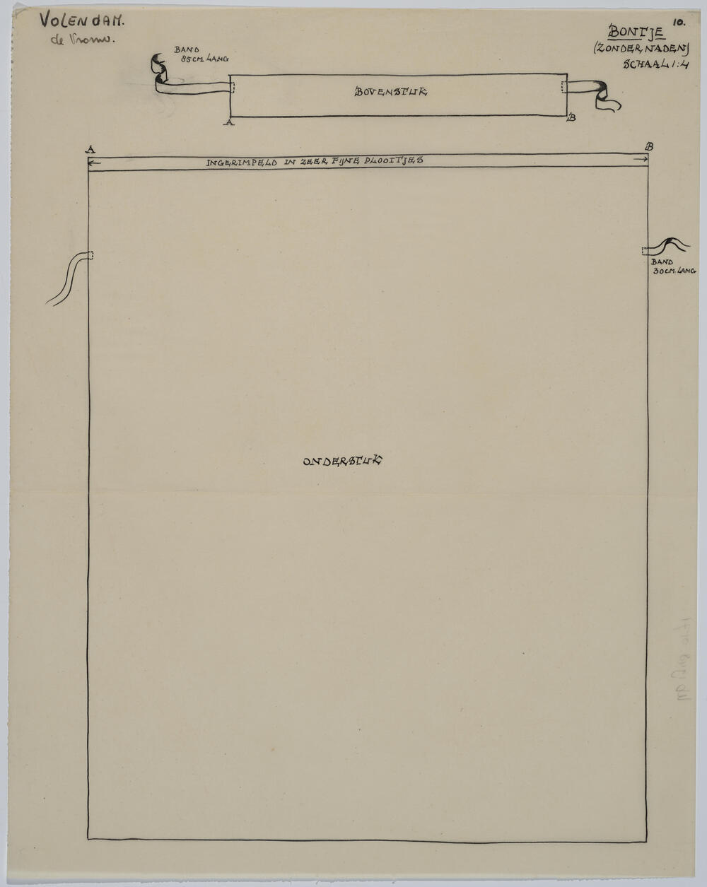 Patroontekening bontje, vrouw Volendam