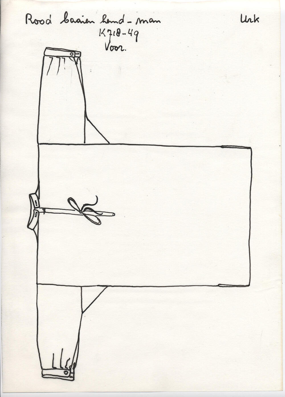 Tekening van een rood baaien mannenhemd, Urk