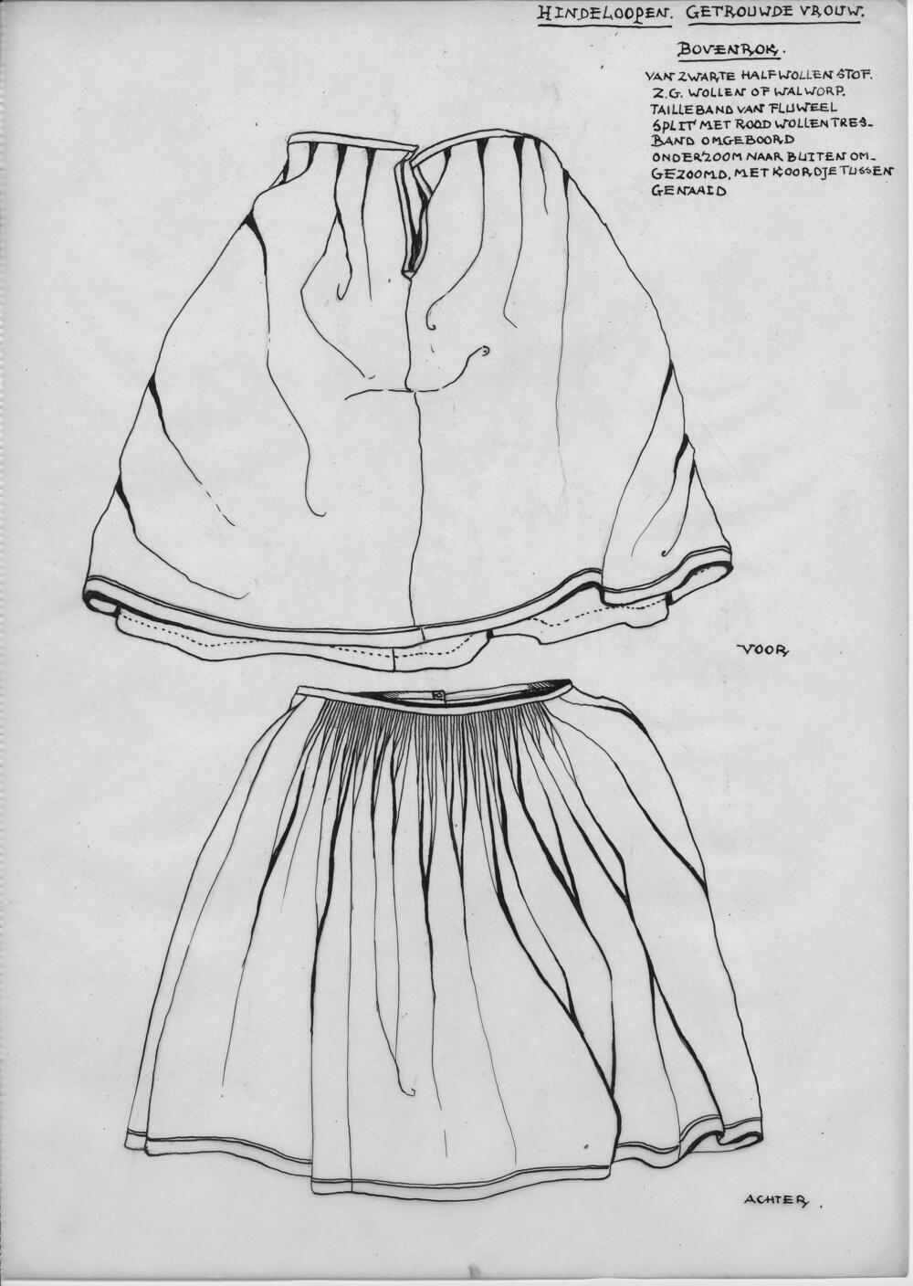 Tekening van bovenrok, Hindeloopen